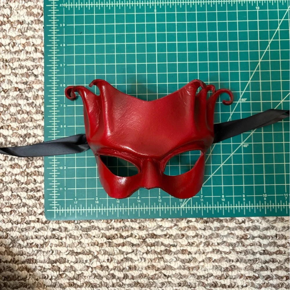 Red Leather Masquerade Mask